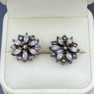 Sterling Silver and Marcasite Flower bud vintage Post Estate Earrings